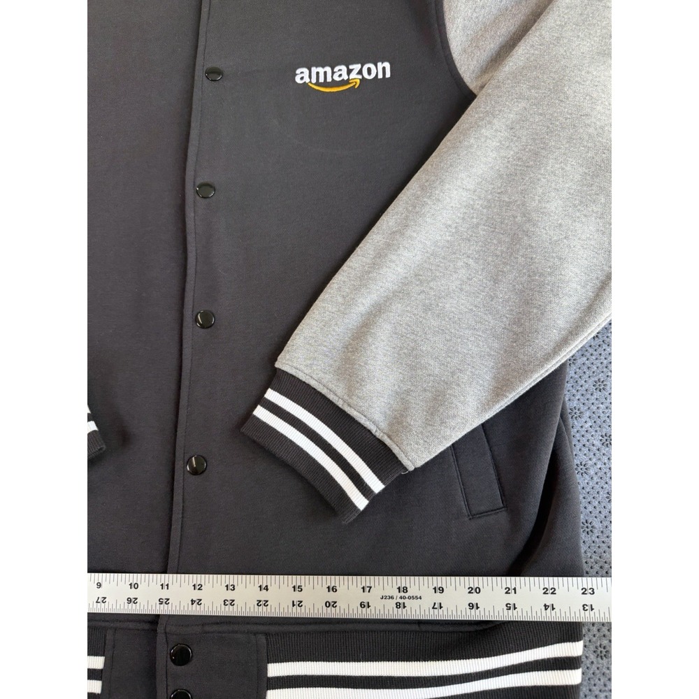 SportTek Mens XL Black Varsity Jacket Snap Front Amazon Logo CLE3 5 Years - Picture 8 of 11